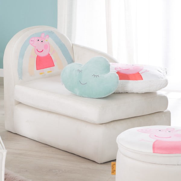 Biała aksamitna sofa dla dzieci 75 cm Peppa Pig – Roba-image-1
