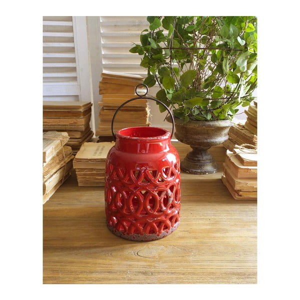 Czerwony lampion ceramiczny Orchidea Milano, 19 cm