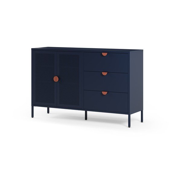 Ciemnoniebieska metalowa komoda 140x90x40 cm Sayla – Marckeric-image-4