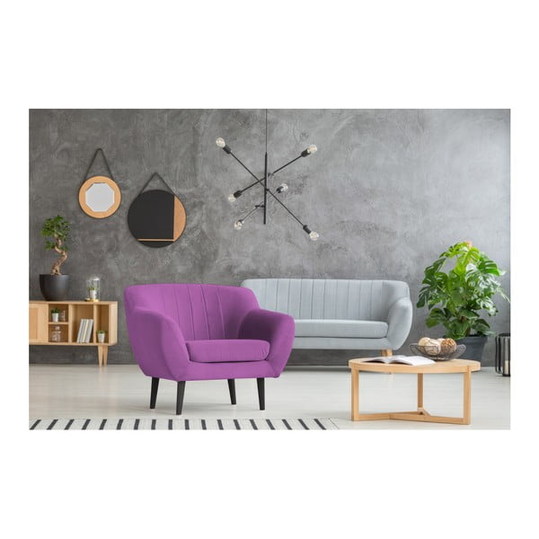 Fioletowy fotel z czarnymi nogami Mazzini Sofas Toscane-image-3