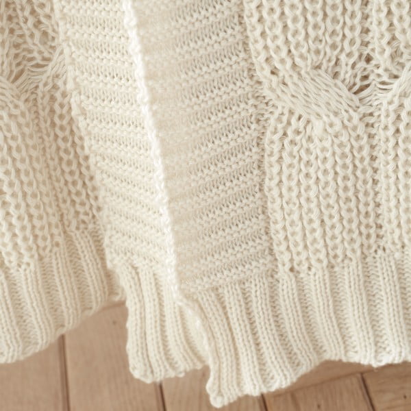 Białobeżowy koc dzianinowy 130x170 cm Chunky Marl Knit – Catherine Lansfield-image-2