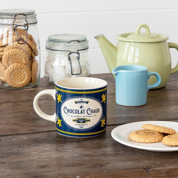 Ciemnoniebiesko-kremowy ceramiczny kubek 350 ml Chocolat Chaud – Rex London-image-1
