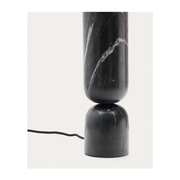 Czarna marmurowa lampa stołowa z tekstylnym kloszem (wysokość 57 cm) Vex – Kave Home-image-4