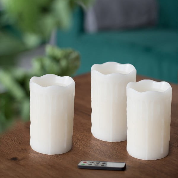Zestaw 3 świeczek LED z pilotem DecoKing Drip, wys. 12,5 cm-image-3