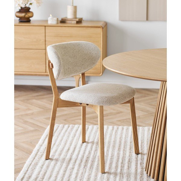 Beżowe/w naturalnym kolorze tapicerowane krzesło Dunkirk – House Nordic-image-1