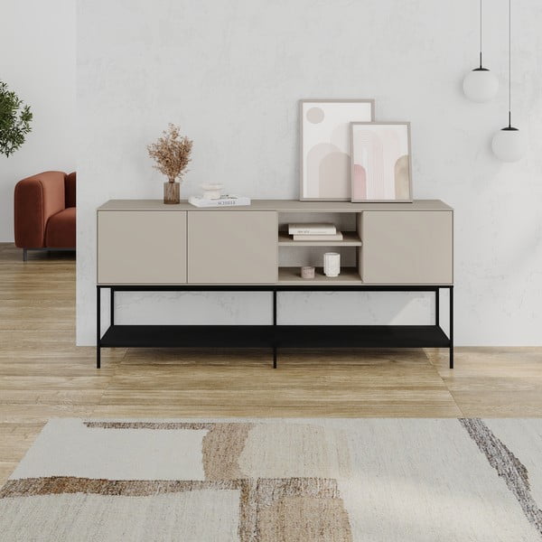 Czarno-kremowa komoda 180x80x40 cm Amira – Marckeric-image-1