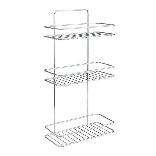 Wisząca stalowa półka łazienkowa w kolorze srebra z połyskiem bez wiercenia Luxy – Metaltex