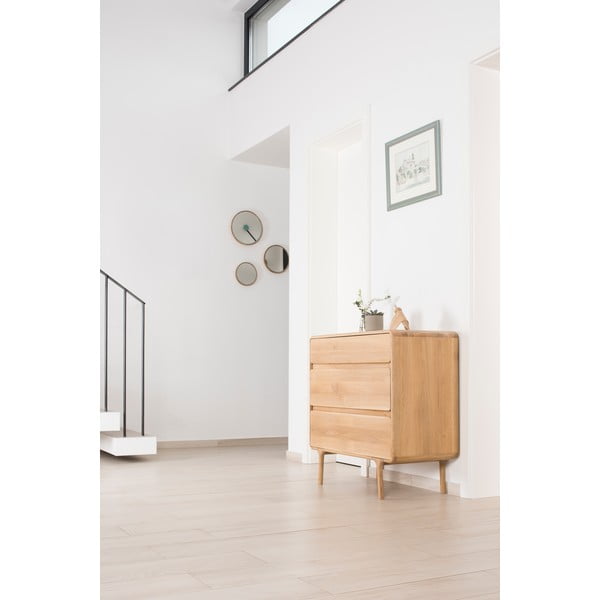 Komoda z litego drewna dębowego z 3 szufladami Gazzda Fawn-image-1