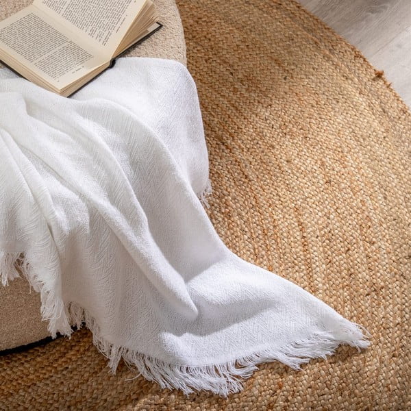 Biała narzuta z bawełny z recyklingu 260x280 cm Spike – Ixia-image-1