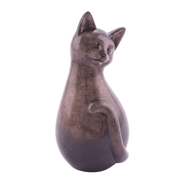 Brązowa dekoracja ceramiczna z motywem kotka Ego Dekor, 12x29 cm