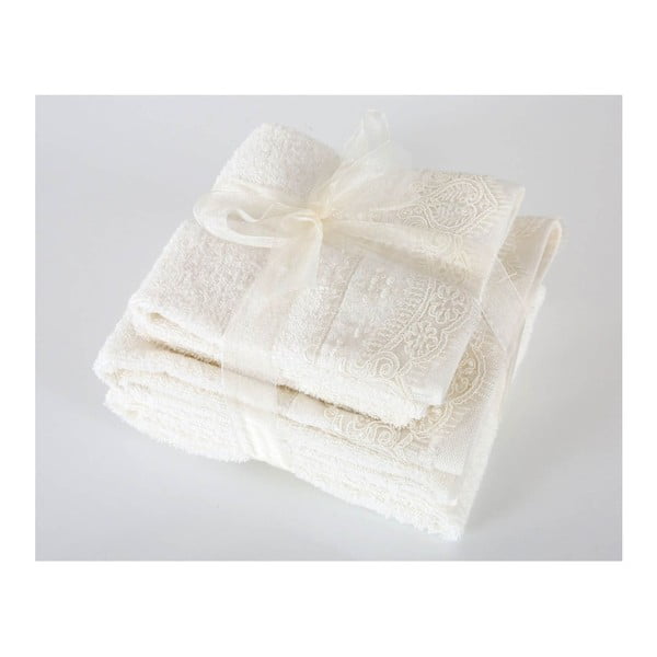 Komplet 4 białych ręczników z bawełny premium Belinda