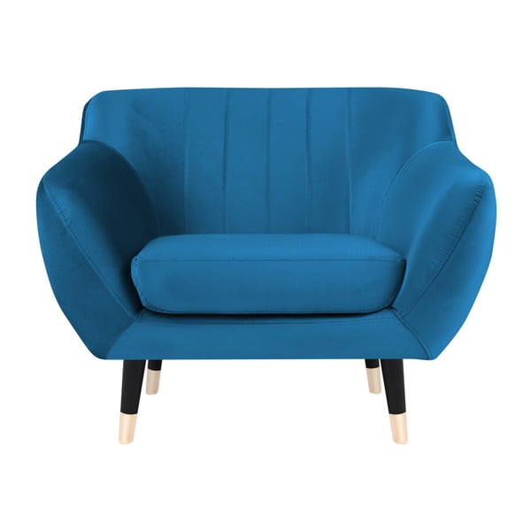 Niebieski fotel z czarnymi nogami Mazzini Sofas Benito