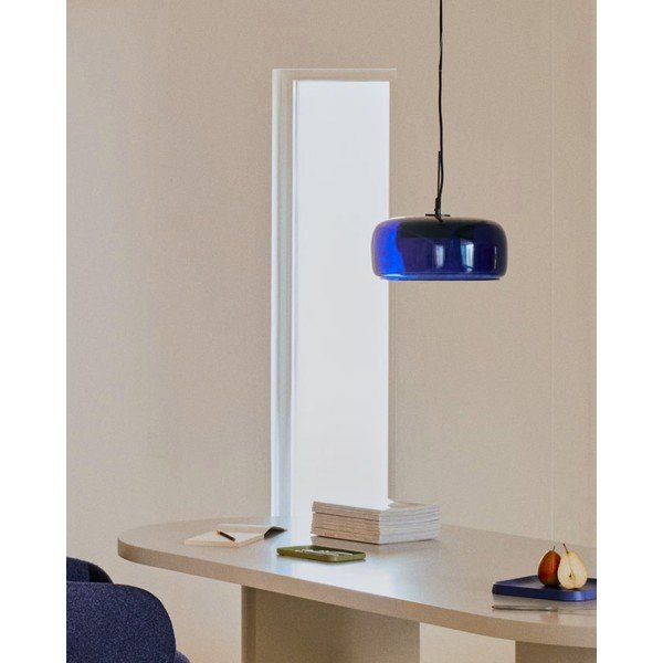 Ciemnoniebieska lampa wisząca LED ze szklanym kloszem ø 38 cm Reig – Kave Home-image-3