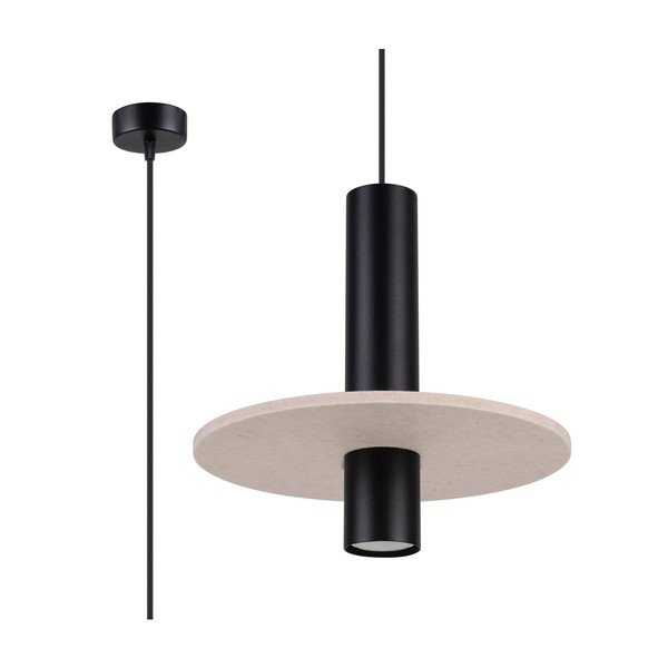 Czarna/beżowa metalowa lampa wisząca ø 30 cm Olisa – Sollux-image-4