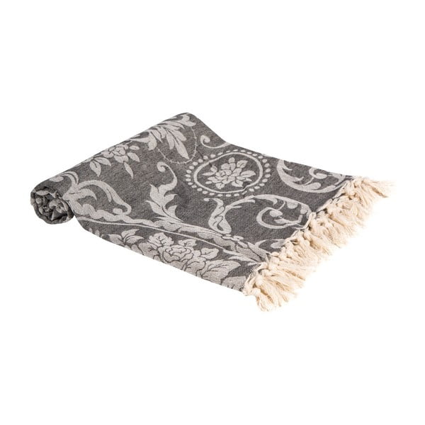 Szary ręcznik kąpielowy tkany ręcznie Ivy's Nesrin, 100x180 cm