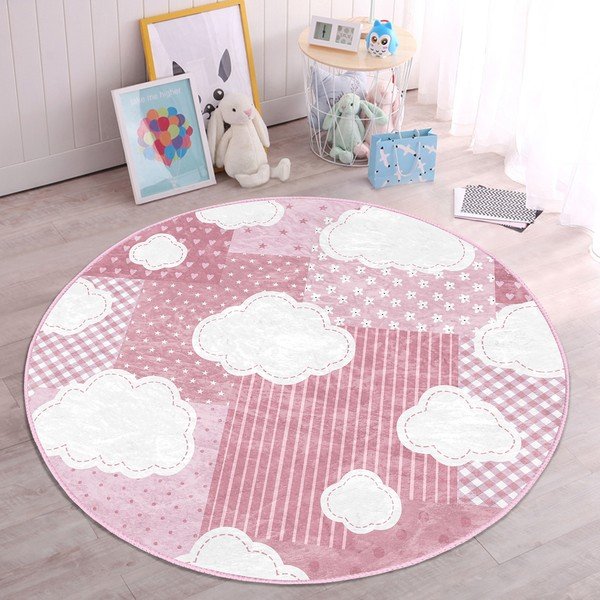 Różowy dywan dziecięcy ø 100 cm Comfort – Mila Home-image-4