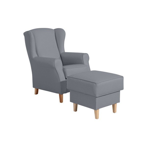 Szary podnóżek Max Winzer Lorris Leather Gray-image-1