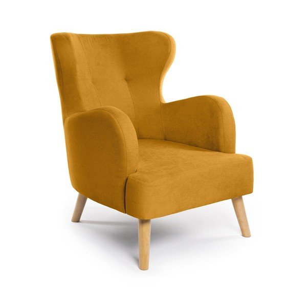 Musztardowy fotel typu uszak Noemye – Bonami Selection