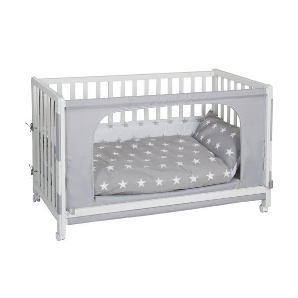 Białe łóżeczko na kółkach z baldachimem 60x120 cm Little stars – Roba-image-1