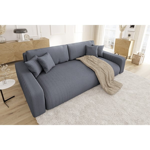 Ciemnoszara sztruksowa rozkładana sofa ze schowkiem 234 cm Sara – Ropez-image-3