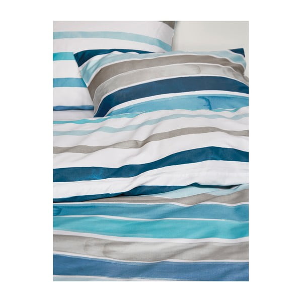 Niebiesko-biała prążkowana pościel o wydłużonej długości Esprit Iva, 200x220 cm-image-2