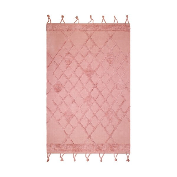 Różowy dywan wykonany ręcznie z bawełny Nattiot Liege, 110x170 cm
