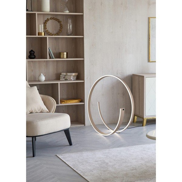 Szara lampa stojąca LED ze sterowaniem głosowym/mobilną aplikacją i metalowym kloszem (wysokość 75 cm) Cinardi – CINQUE-image-1