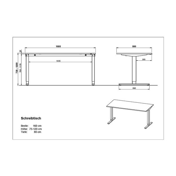 Biurko z elektryczną regulacją wysokości z blatem w dekorze dębu 80x160 cm Lissabon – Germania-image-3