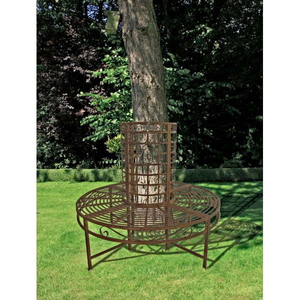 Czarno-ciemnobrązowa metalowa ławka ogrodowa Larissa – Garden Pleasure-image-1