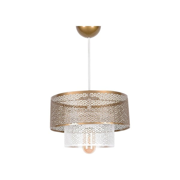 Lampa wisząca w biało-złotym kolorze z metalowym kloszem ø 26,5 cm – Opviq lights