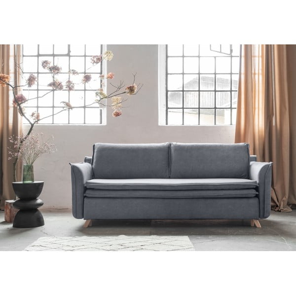 Szara aksamitna rozkładana sofa 225 cm Charming Charlie – Miuform-image-1