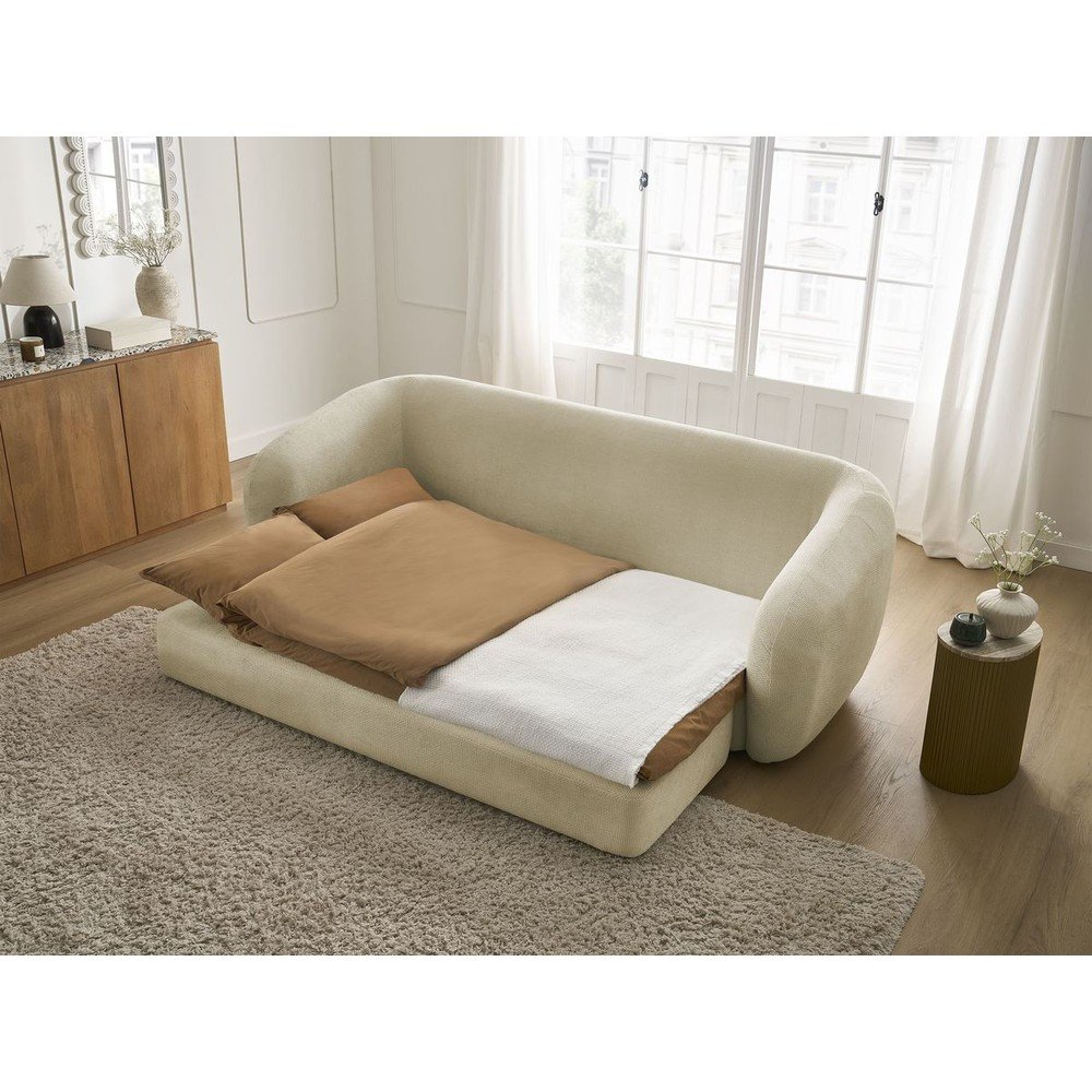 Szarobrązowa rozkładana sofa z tkaniny szenilowej 228 cm Neyo – Bobochic Paris (zdjęcie 2)