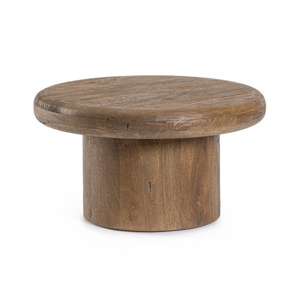 Okrągły stolik z litego drewna mango w ciemnym naturalnym kolorze ø 60 cm Lopez – Bizzotto
