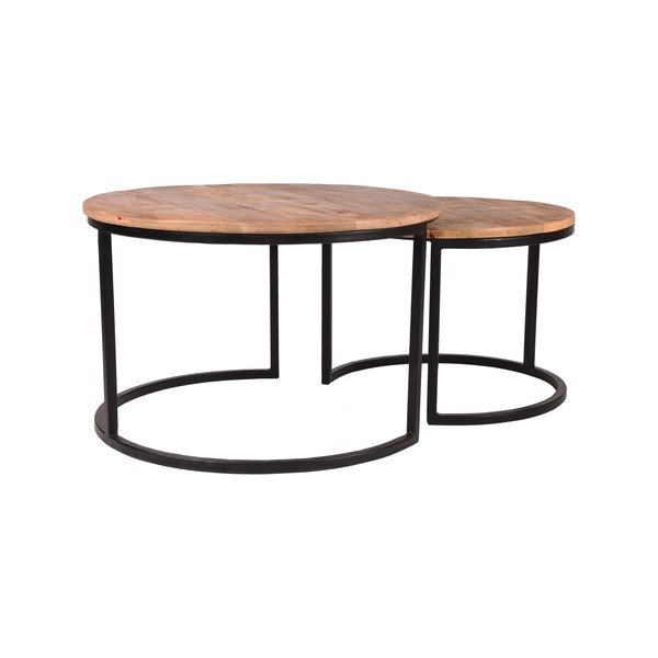 Zestaw 2 stolików z drewna mango LABEL51 Coffee, ⌀ 50 cm a ⌀ 70 cm-image-4