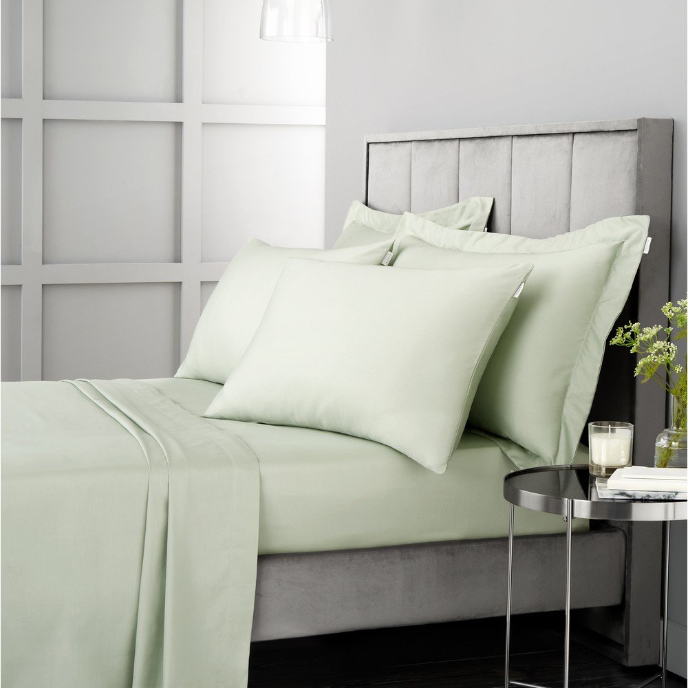 Jasnozielone prześcieradło z satyny bawełnianej 180x260 cm Cotton Sateen – Bianca (zdjęcie 3)