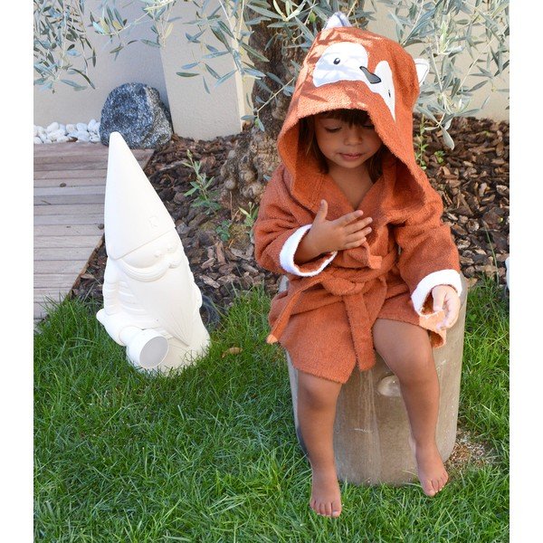 Pomarańczowy bawełniany szlafrok dziecięcy rozmiar L Fox – Rocket Baby-image-1