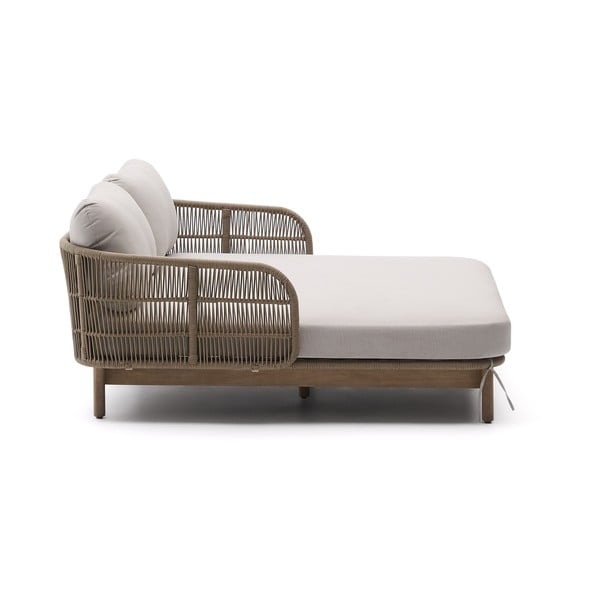 Kremowy/w naturalnym kolorze dwuosobowy drewniany leżak ogrodowy Catalina – Kave Home-image-3