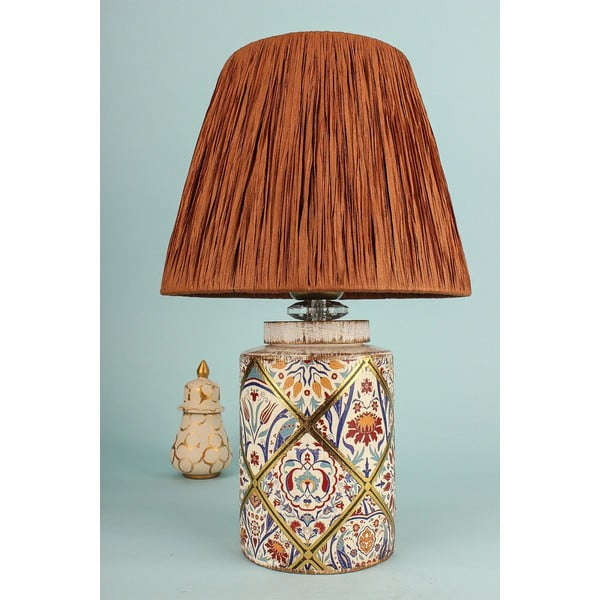 Lampa stołowa w kolorze terakoty z kloszem plecionki papierowej (wysokość 40 cm) Alev – Opviq lights-image-1
