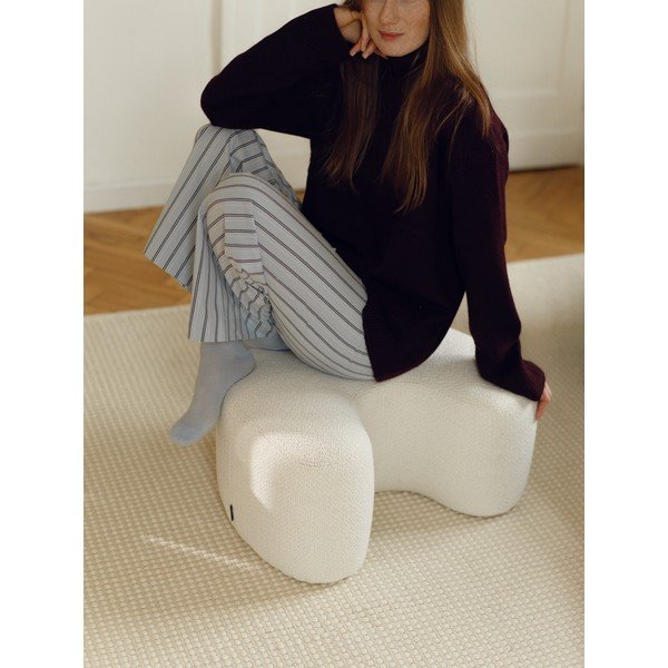 Beżowy puf z materiału bouclé Ü – noo.ma-image-2