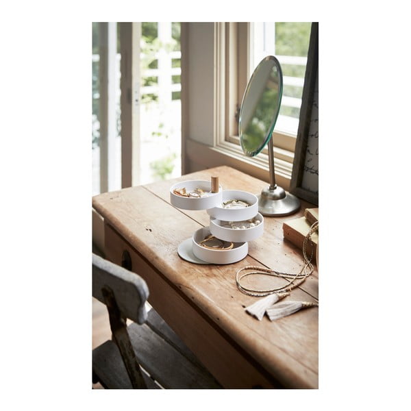 Biała szkatułka z detalem z bukowego drewna YAMAZAKI Tosca-image-2