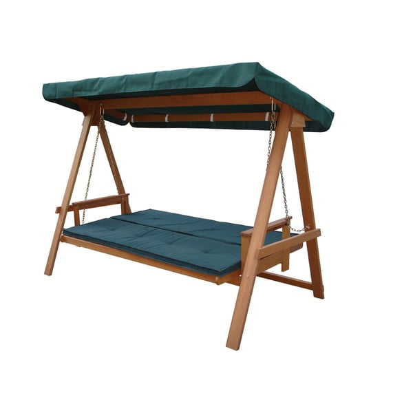 Zielona drewniana huśtawka ogrodowa Vegas Lux – Rojaplast-image-1