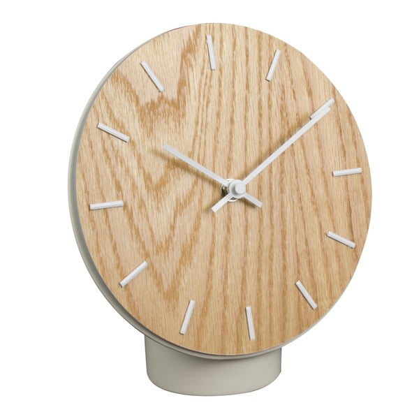 Drewniany zegar stołowy z ceramiczną podstawą Le Studio Hygge