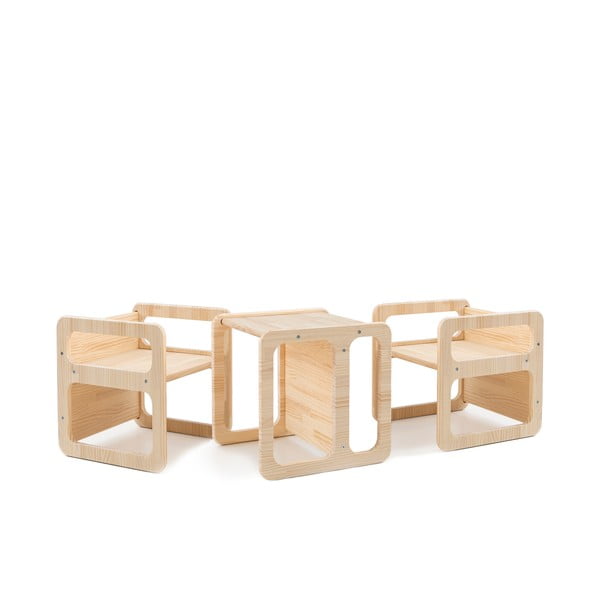 Drewniane krzesełka dla dzieci w zestawie 3 szt. Natural – Little Nice Things