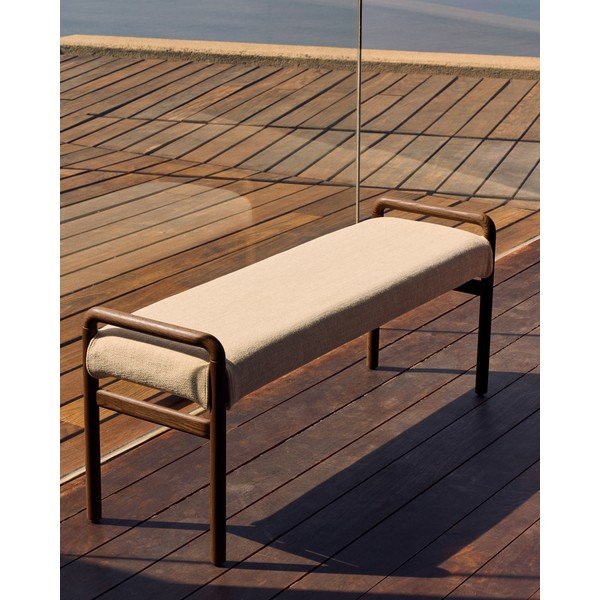 Kremowo-naturalna ławka z tkaniny szenilowej Macaret – Kave Home-image-1