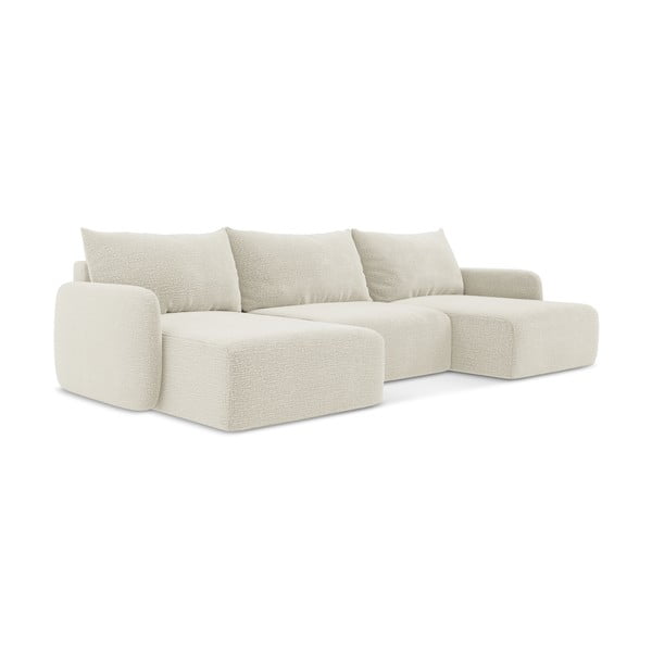 Kremowy rozkładany/ze schowkiem narożnik Kalena – Makamii-image-1