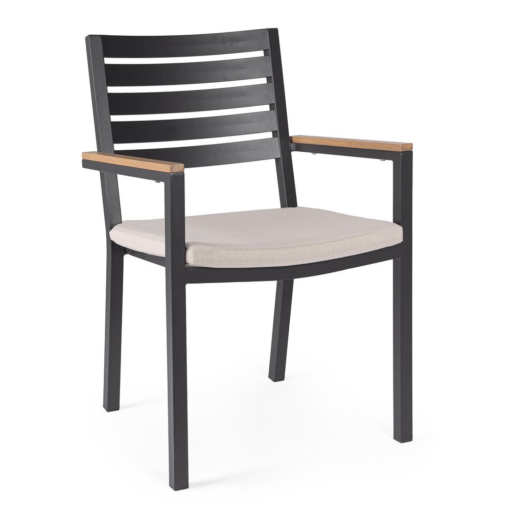 Antracytowe metalowe krzesło ogrodowe Henna – Bizzotto