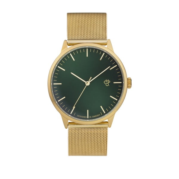 Zegarek w złotej barwie z zielonym cyferblatem CHPO Nando