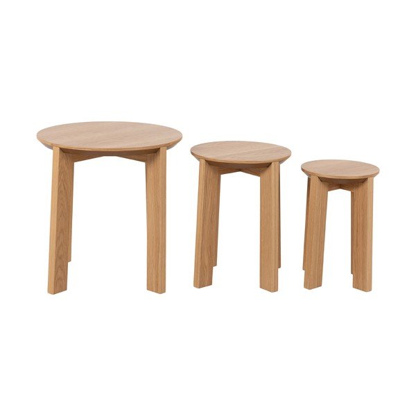 Okrągłe stoliki w dekorze dębu zestaw 3 szt. ø 50 cm Maxime – Actona-image-4