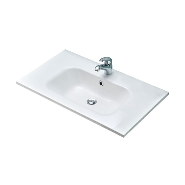 Biała umywalka bez baterii z kompozytu mineralnego 2x46 cm Quickset 393 – Pelipal