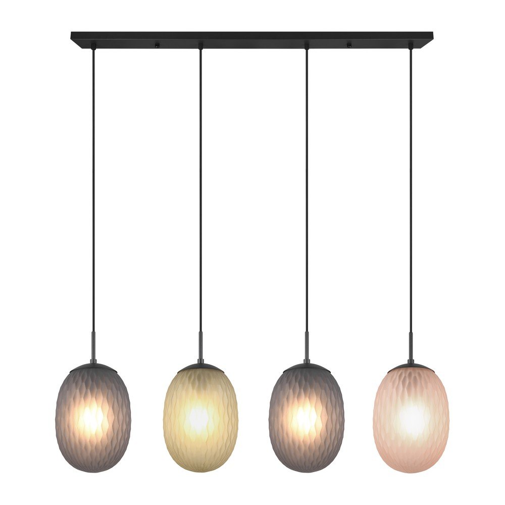 Lampa wisząca w kolorze matowej czerni ze szklanym kloszem Facette – Trio (zdjęcie 5)
